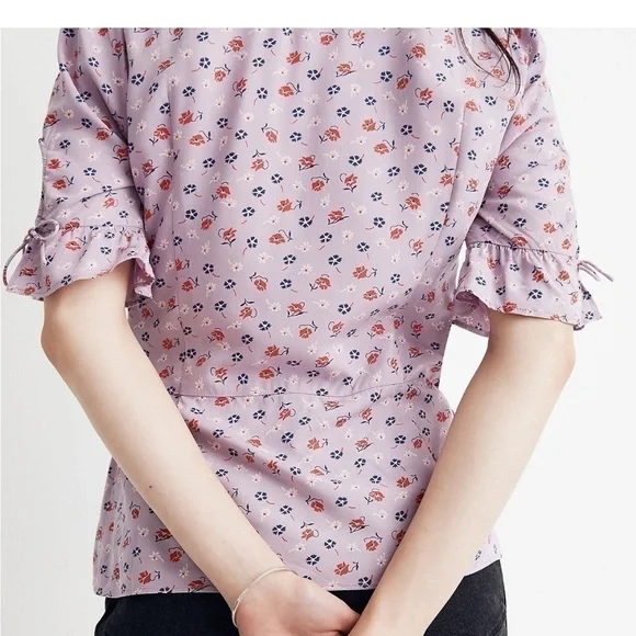Madewell NWT Tie-Sleeve Wrap Top in Prairie Posies size 6 - Picture 5 of 12